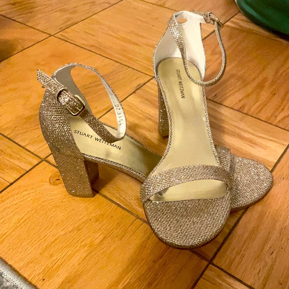 Stuart Weitzman brand new sparkly sandals (platinum)